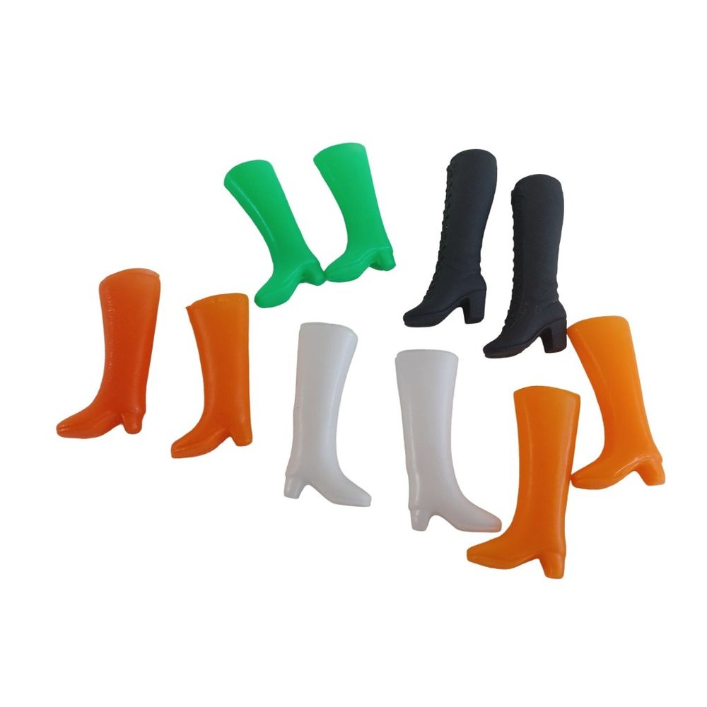 5 Pair Vintage Early Barbie Boots 11.5" Fashion Doll Orange Green Black White